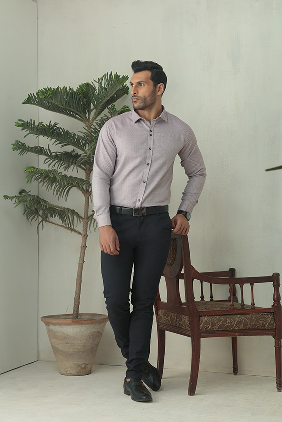 Brown Gingham Dress Shirt