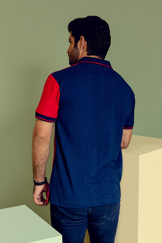 Dark Blue with Red Contrast Polo