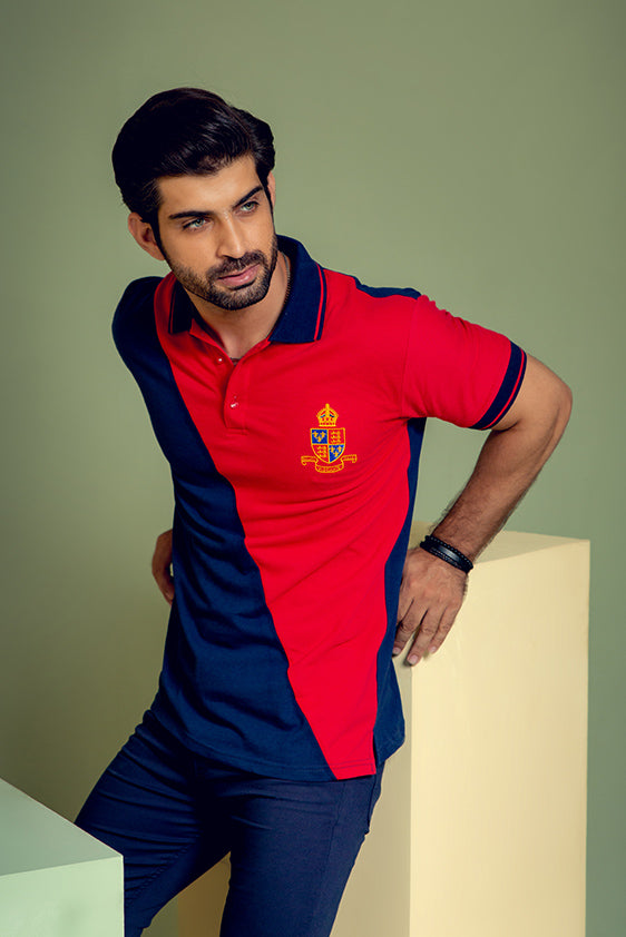 Dark Blue with Red Contrast Polo